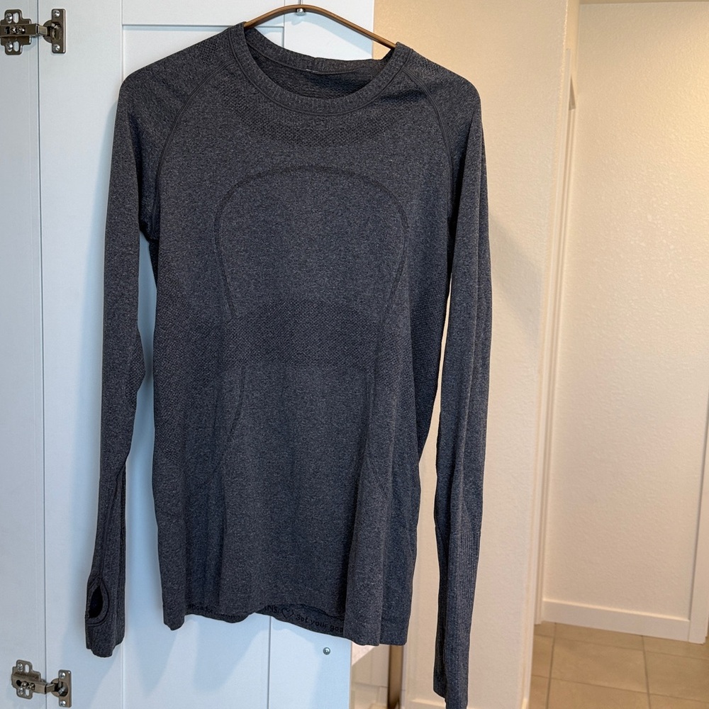 Lululemon Gray Long Sleeve running or workout Shirt